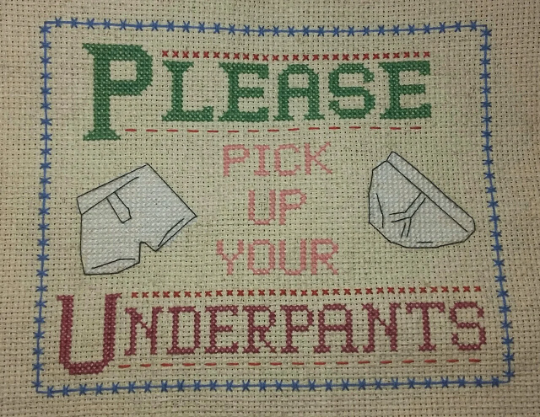 Please Pick Up Your Underpants Cross Stitch Pattern